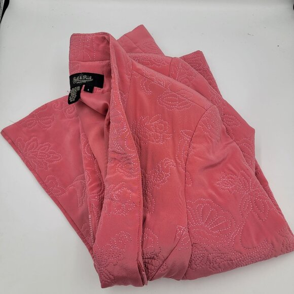 Vintage Pink silk Floral Embroidered Blazer Jacket With Full Zip & Long Sleeves - Picture 7 of 16